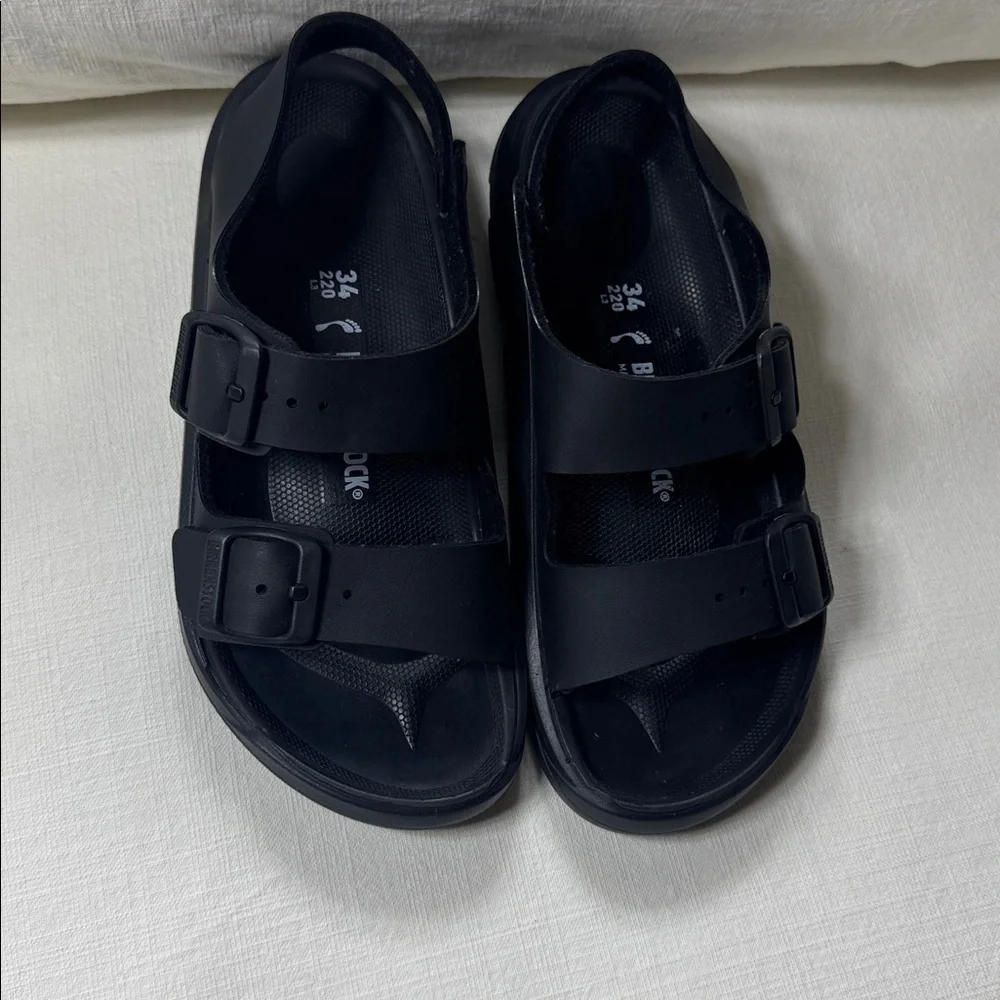 Birkenstock Black Dual-Strap‎ Kids Sandal with Heel Strap